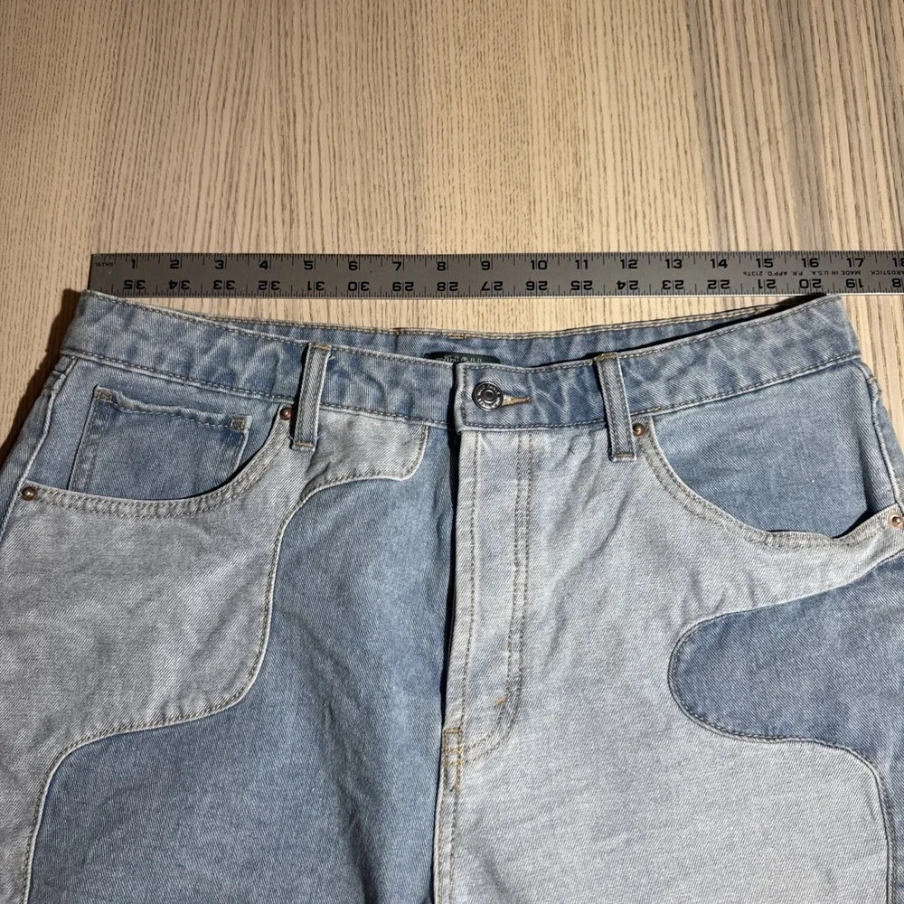 Wild Fable Blue Two-Tone Patchwork Super High-Rise Cutoff Denim Shorts Size 12